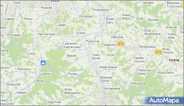 mapa Nowy Borek gmina Błażowa, Nowy Borek gmina Błażowa na mapie Targeo