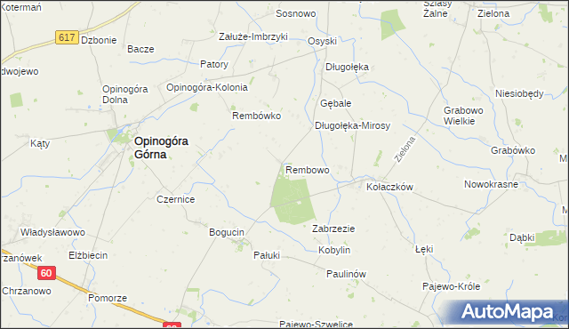 mapa Rembowo gmina Opinogóra Górna, Rembowo gmina Opinogóra Górna na mapie Targeo
