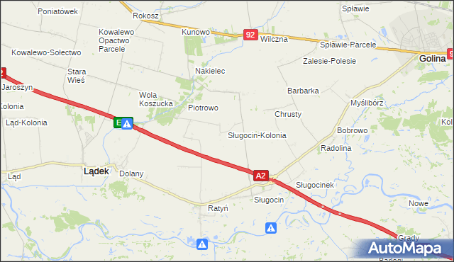 mapa Sługocin-Kolonia, Sługocin-Kolonia na mapie Targeo