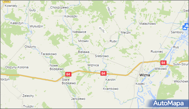 mapa Srebrowo, Srebrowo na mapie Targeo