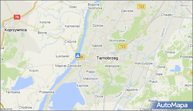 mapa Tarnobrzegu, Tarnobrzeg na mapie Targeo