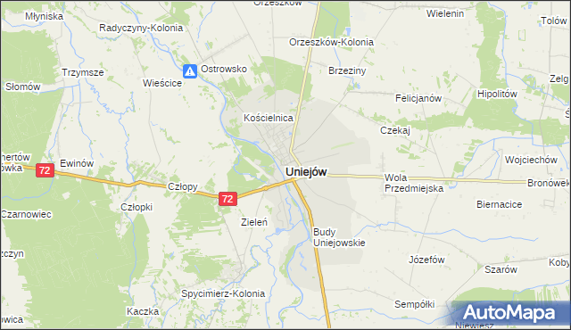 mapa Uniejów, Uniejów na mapie Targeo