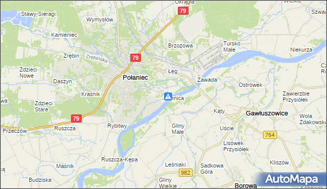mapa Winnica gmina Połaniec, Winnica gmina Połaniec na mapie Targeo