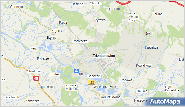 mapa Zdzieszowice, Zdzieszowice na mapie Targeo