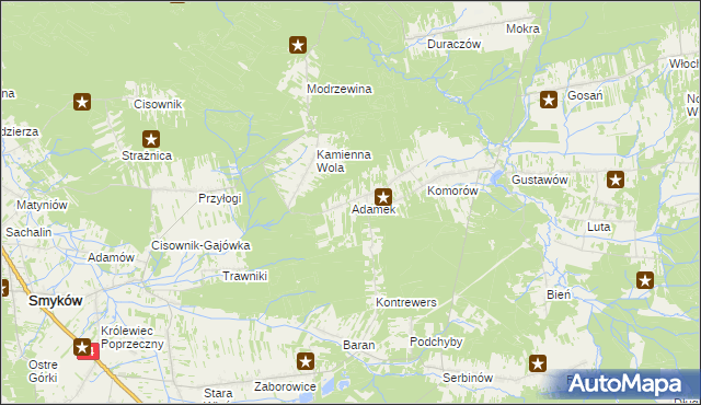 mapa Adamek, Adamek na mapie Targeo