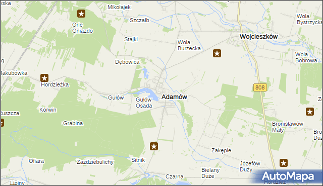 mapa Adamów powiat łukowski, Adamów powiat łukowski na mapie Targeo