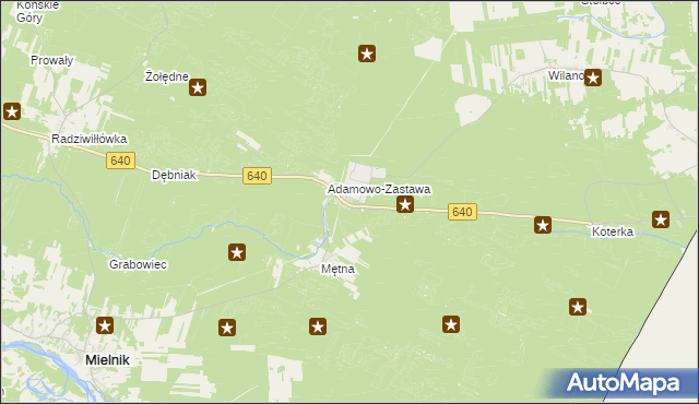 mapa Adamowo gmina Mielnik, Adamowo gmina Mielnik na mapie Targeo