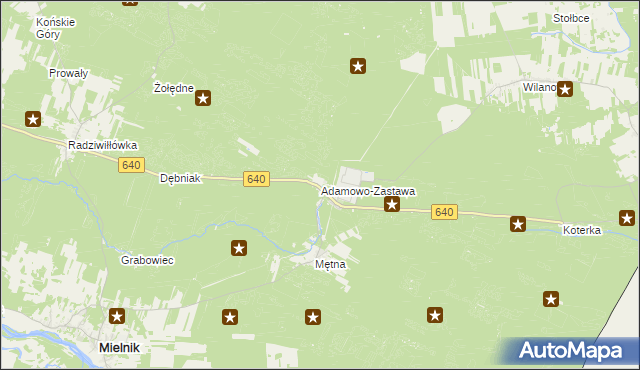 mapa Adamowo-Zastawa, Adamowo-Zastawa na mapie Targeo