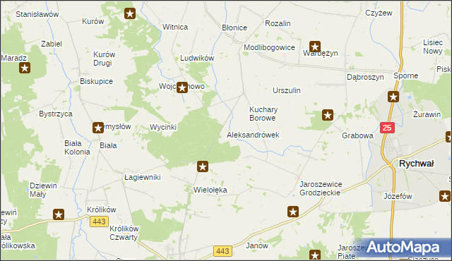 mapa Aleksandrówek gmina Grodziec, Aleksandrówek gmina Grodziec na mapie Targeo