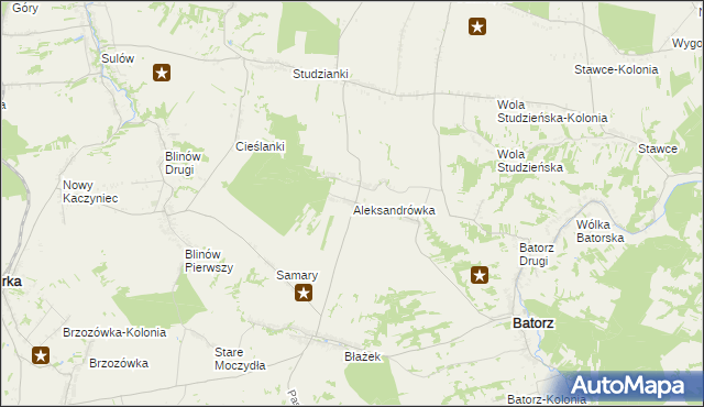 mapa Aleksandrówka gmina Batorz, Aleksandrówka gmina Batorz na mapie Targeo