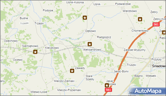 mapa Aleksandrowo gmina Troszyn, Aleksandrowo gmina Troszyn na mapie Targeo