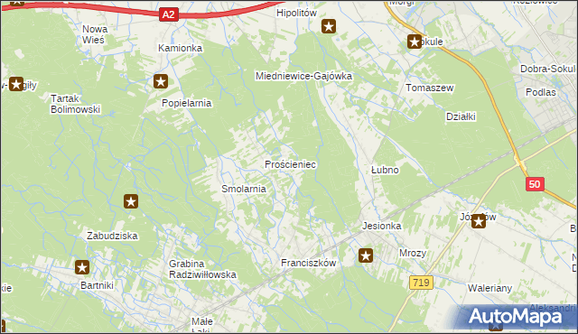 mapa Antoniew gmina Wiskitki, Antoniew gmina Wiskitki na mapie Targeo