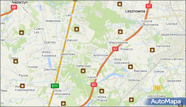 mapa Antoninów gmina Piaseczno, Antoninów gmina Piaseczno na mapie Targeo