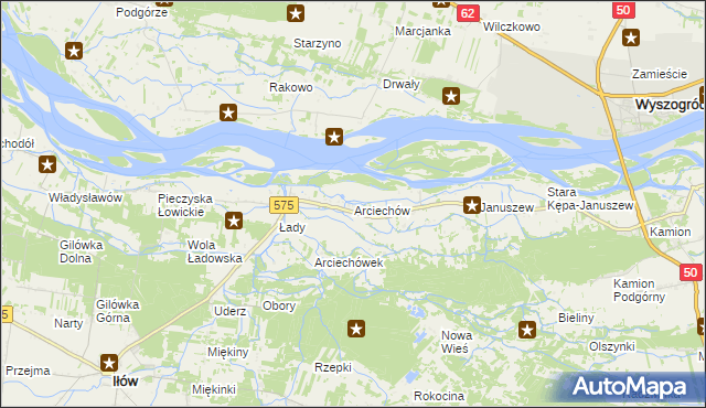 mapa Arciechów gmina Iłów, Arciechów gmina Iłów na mapie Targeo