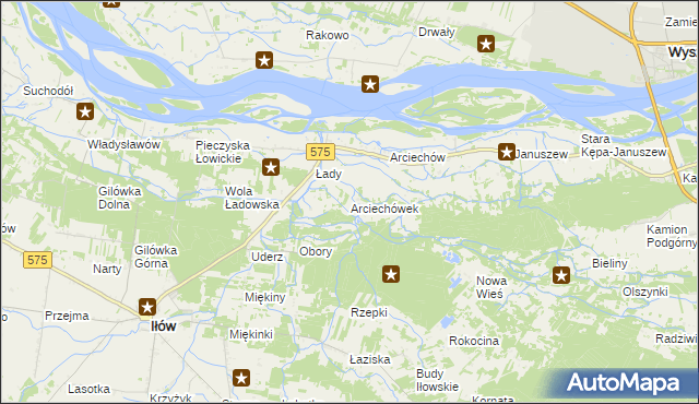 mapa Arciechówek, Arciechówek na mapie Targeo