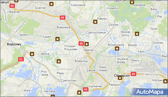 mapa Babice gmina Oświęcim, Babice gmina Oświęcim na mapie Targeo