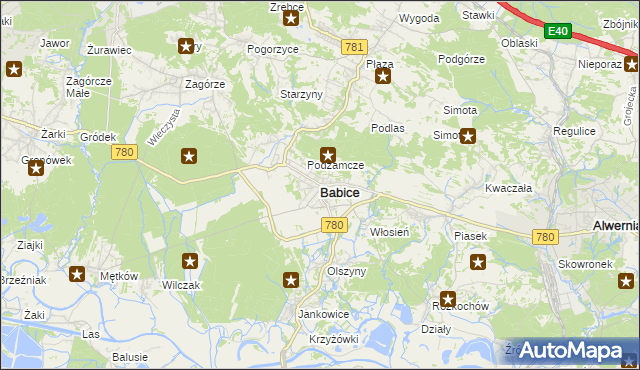 mapa Babice powiat chrzanowski, Babice powiat chrzanowski na mapie Targeo