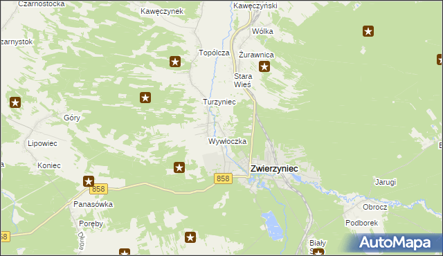 mapa Bagno gmina Zwierzyniec, Bagno gmina Zwierzyniec na mapie Targeo