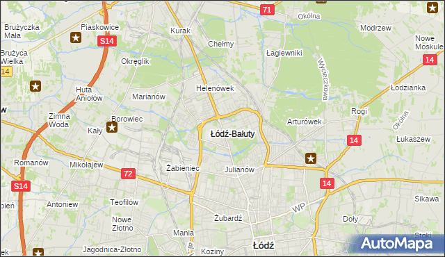 mapa Bałuty gmina Łódź, Bałuty gmina Łódź na mapie Targeo