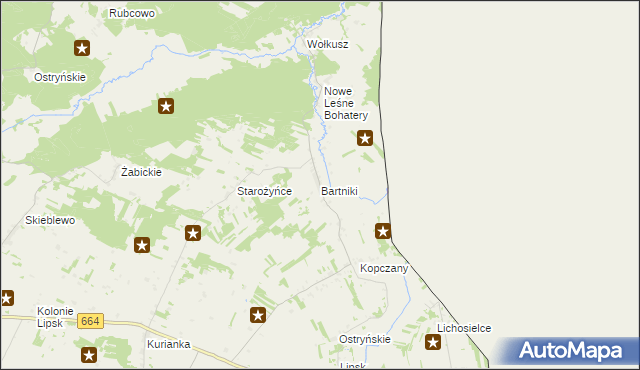 mapa Bartniki gmina Lipsk, Bartniki gmina Lipsk na mapie Targeo