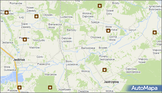 mapa Bartodzieje gmina Jastrzębia, Bartodzieje gmina Jastrzębia na mapie Targeo