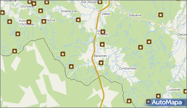 mapa Barwinek gmina Dukla, Barwinek gmina Dukla na mapie Targeo