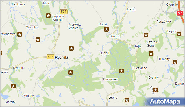 mapa Barzyna gmina Rychliki, Barzyna gmina Rychliki na mapie Targeo