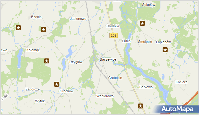 mapa Baszewice, Baszewice na mapie Targeo