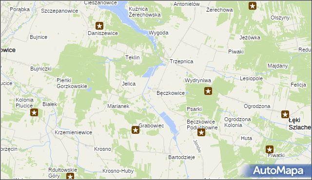 mapa Bęczkowice, Bęczkowice na mapie Targeo