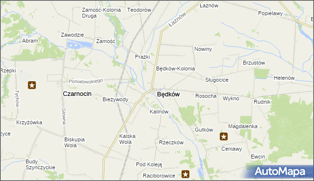 mapa Będków powiat tomaszowski, Będków powiat tomaszowski na mapie Targeo