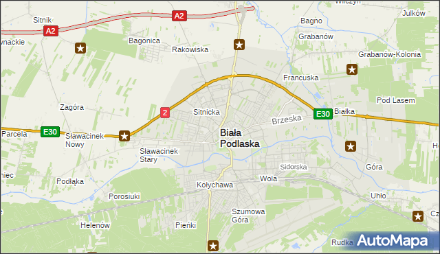 mapa Białej Podlaskiej, Biała Podlaska na mapie Targeo