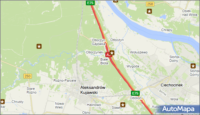 mapa Białe Błota gmina Aleksandrów Kujawski, Białe Błota gmina Aleksandrów Kujawski na mapie Targeo