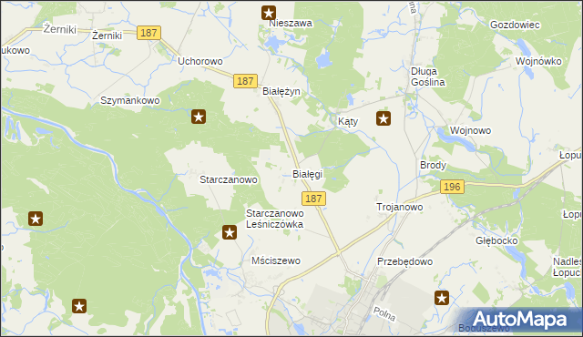 mapa Białęgi gmina Murowana Goślina, Białęgi gmina Murowana Goślina na mapie Targeo