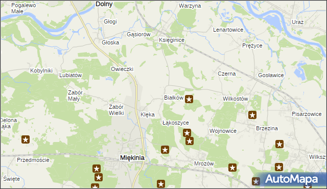 mapa Białków gmina Miękinia, Białków gmina Miękinia na mapie Targeo