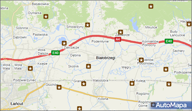 mapa Białobrzegi powiat łańcucki, Białobrzegi powiat łańcucki na mapie Targeo