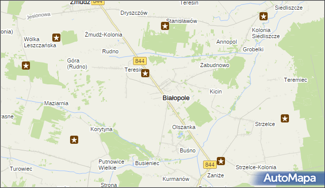 mapa Białopole powiat chełmski, Białopole powiat chełmski na mapie Targeo