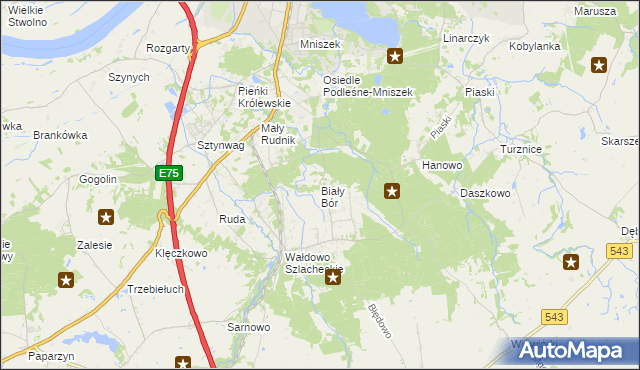 mapa Biały Bór gmina Grudziądz, Biały Bór gmina Grudziądz na mapie Targeo