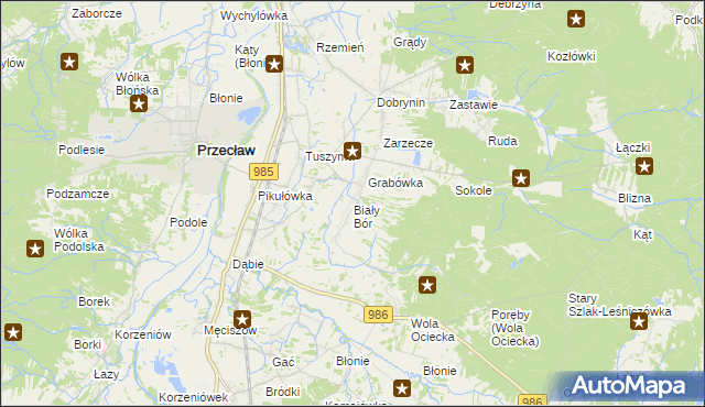 mapa Biały Bór gmina Przecław, Biały Bór gmina Przecław na mapie Targeo