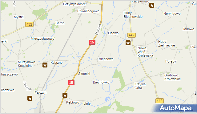mapa Biechowo gmina Miłosław, Biechowo gmina Miłosław na mapie Targeo