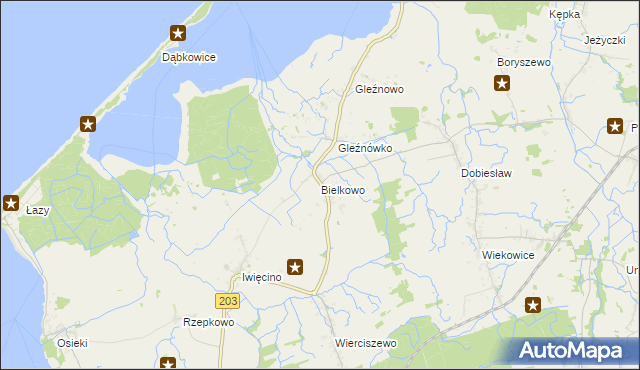 mapa Bielkowo gmina Sianów, Bielkowo gmina Sianów na mapie Targeo