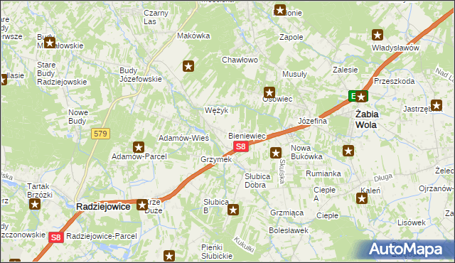 mapa Bieniewiec, Bieniewiec na mapie Targeo