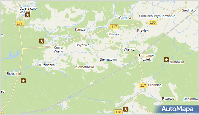 mapa Biernatowo, Biernatowo na mapie Targeo