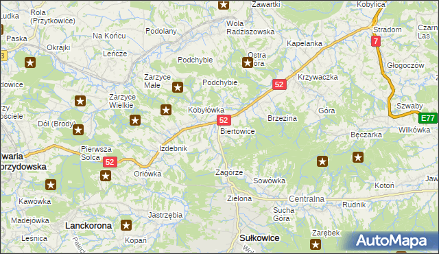 mapa Biertowice, Biertowice na mapie Targeo