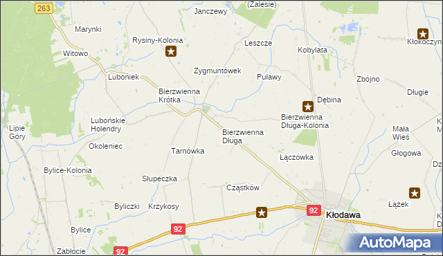 mapa Bierzwienna Długa, Bierzwienna Długa na mapie Targeo