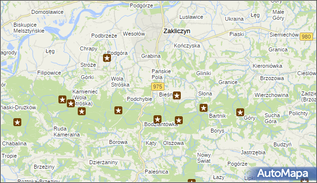 mapa Bieśnik gmina Zakliczyn, Bieśnik gmina Zakliczyn na mapie Targeo