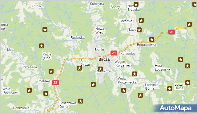 mapa Bircza, Bircza na mapie Targeo