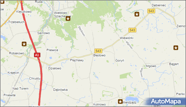 mapa Błędowo gmina Płużnica, Błędowo gmina Płużnica na mapie Targeo