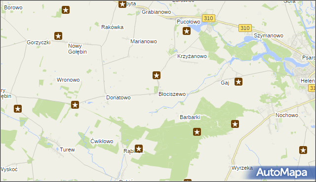 mapa Błociszewo, Błociszewo na mapie Targeo