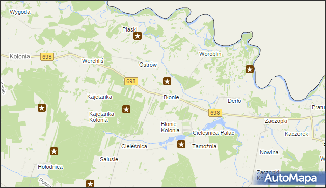 mapa Błonie gmina Janów Podlaski, Błonie gmina Janów Podlaski na mapie Targeo