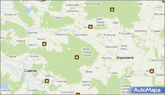 mapa Błota Osada Leśna, Błota Osada Leśna na mapie Targeo